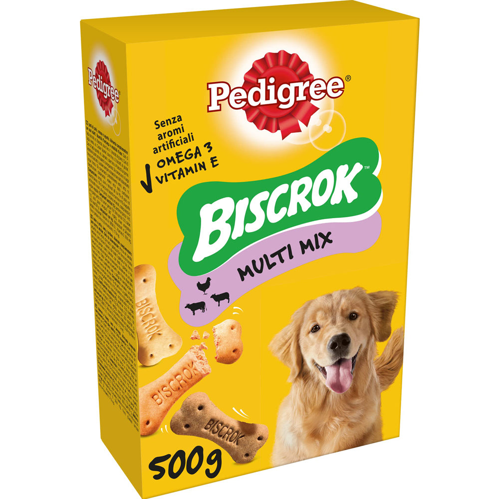Pedigree Biscrok Multi Mix 500g | Snack Croccanti Pollo, Manzo, Agnello Cane