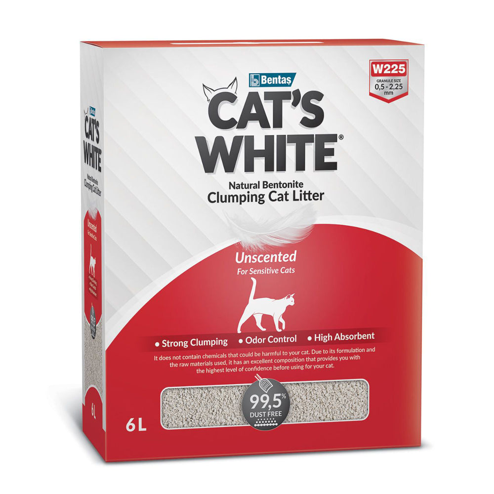 Scatola di lettiera agglomerante per gatti inodore Cat's White da 6 L