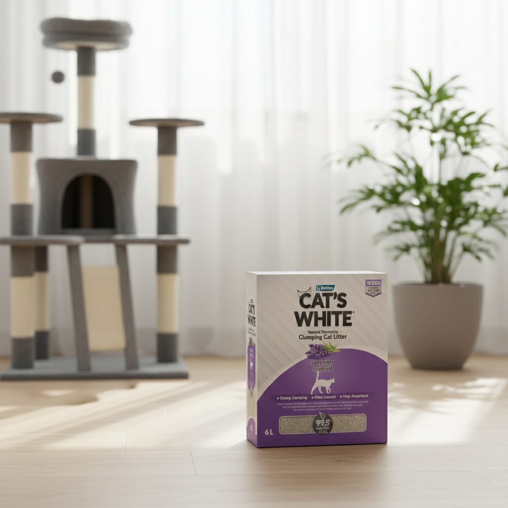 Scatola di lettiera agglomerante per gatti profumata alla lavanda Cat's White da 6 L