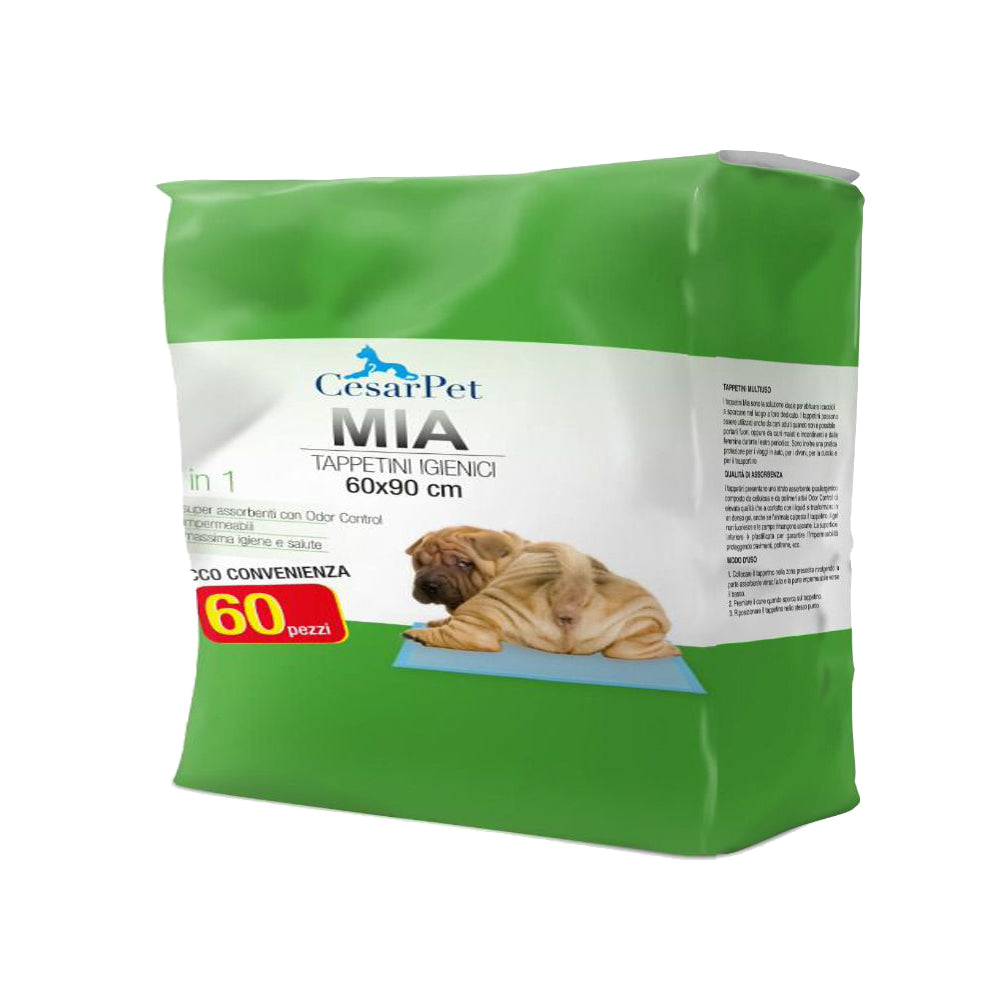 Busta da 60 tappetini igienici per cani e gatti Mia