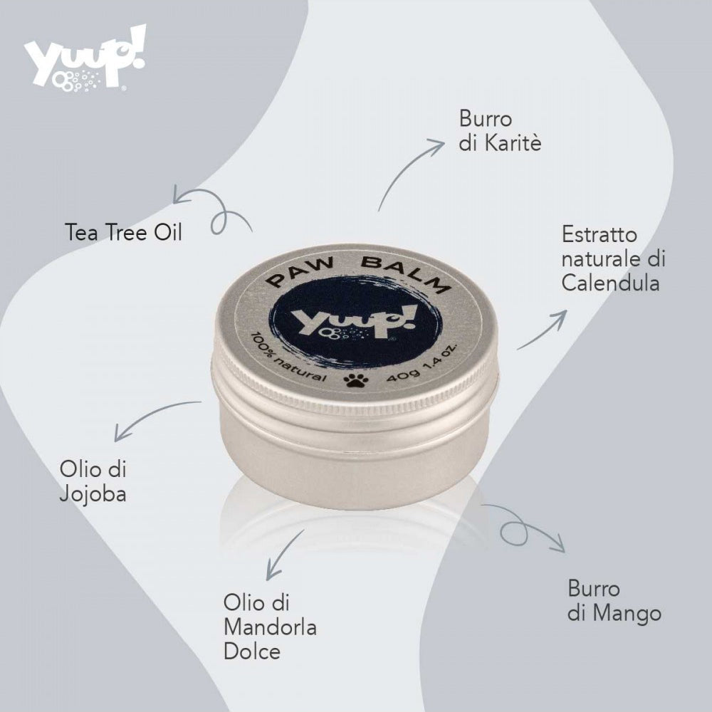 Vasetto di balsamo per zampe, naso e gomiti per cani e gatti Yuup Paw Balm da 40 g